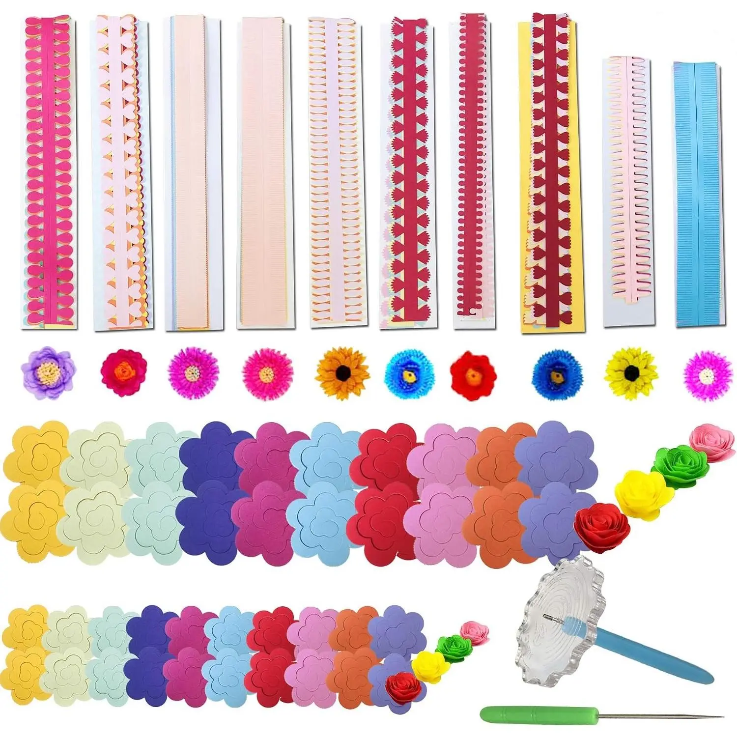 143 PCS Paper Quilling Strips Flower Design Set Quilling Flowers Paper Handmade Flower Design Paper Art Quilling for Crafts, Home Decoration