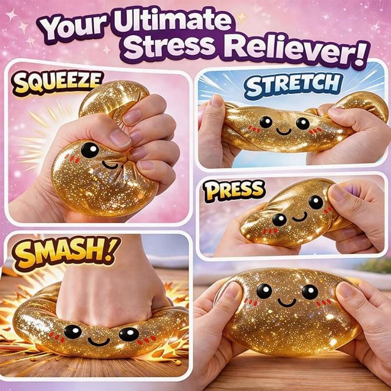 Glitter Dumpling Squishy with Box, Soft Sensory Squeeze Toy for Stress Relief, Mystery Glitter Dumplings, Decompression Dough