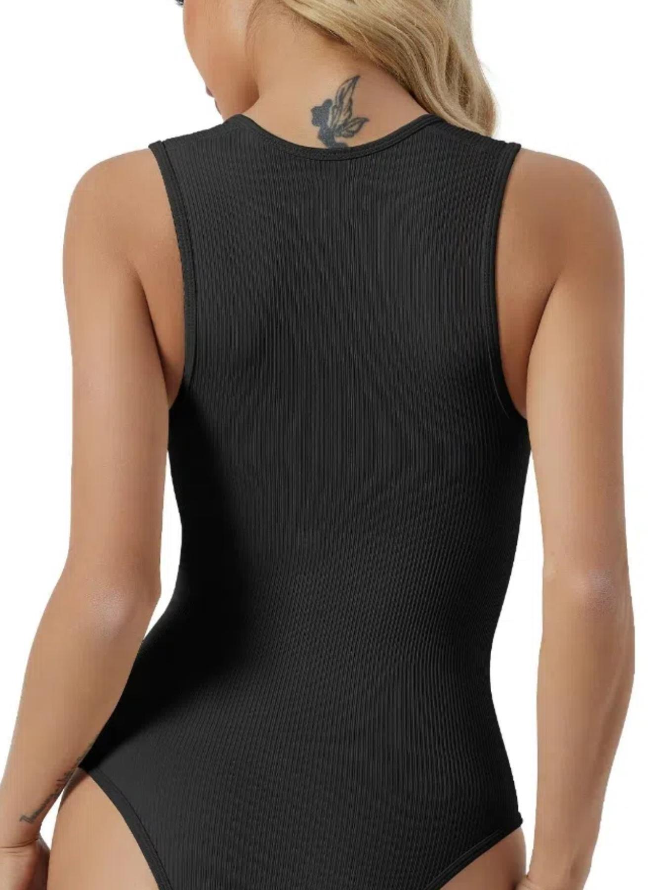 Women's Shapewear Bodysuit, Comfortable Casual Style Tummy Control & Butt Lifting, Daily Wear Crop Compression Shirt, Knitted Slimming Fitness