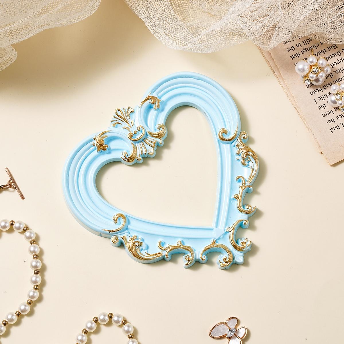 European Style Heart Frame Decor, Resin Hand-Painted DIY Decoration, Bathroom Ornament, Photography Prop, Party Scene Setter