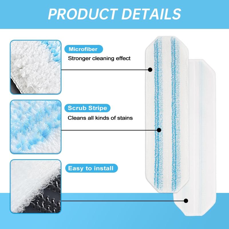 2/4 Pcs Vileda Flat Mop Replacement Pad, Fits Vileda H2pro Mop Head, High-Efficiency Cleaning, Reusable Washable, Kitchen Bathroom Accessories