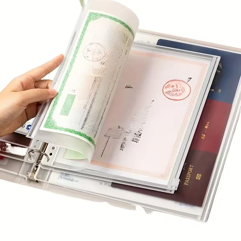 Important Document Storage Personal Records Zipper Ring Binder with Secure Zipper Closure, Birth Certificate Protection Case, Waterproof Organizer Bag, Home Safety Folder (7 Inner Pages)