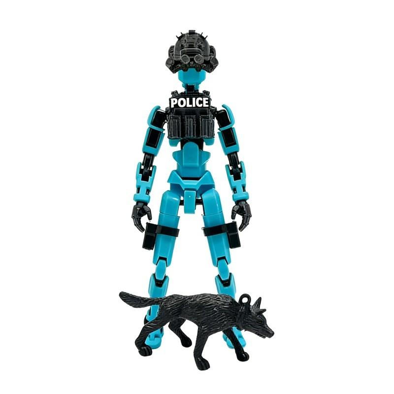 T13 Action Figure Police Style Military Theme Doll with K-9, Jointed Figure, Desktop Collection Decorative Ornament, Perfect for Collectors