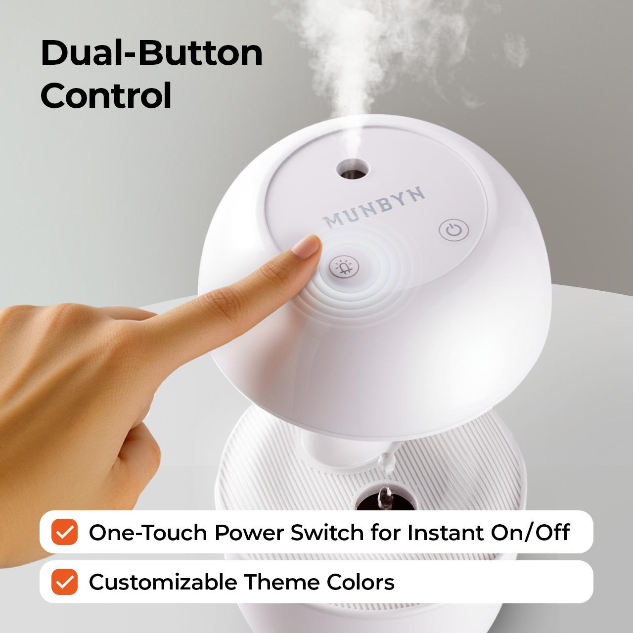 MUNBYN Anti Gravity Humidifier, Water Drop Humidifier with 7 Corlors for Bedrrom, Living Room & Office, Auto-shutdown Power-off protection with 8 Hours Battery Life, Quiet Diffuser with 38db, White, Gift