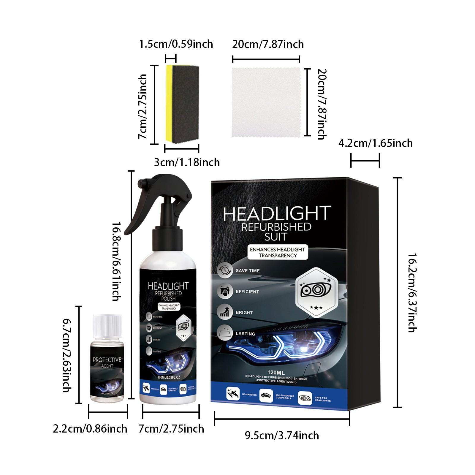 Car Headlight Restoration Kit, Remover, Cleaning Agent, Headlight Polishing Agent, Brightening Care, Auto Accessories, Enhances Visibility, Easy Application