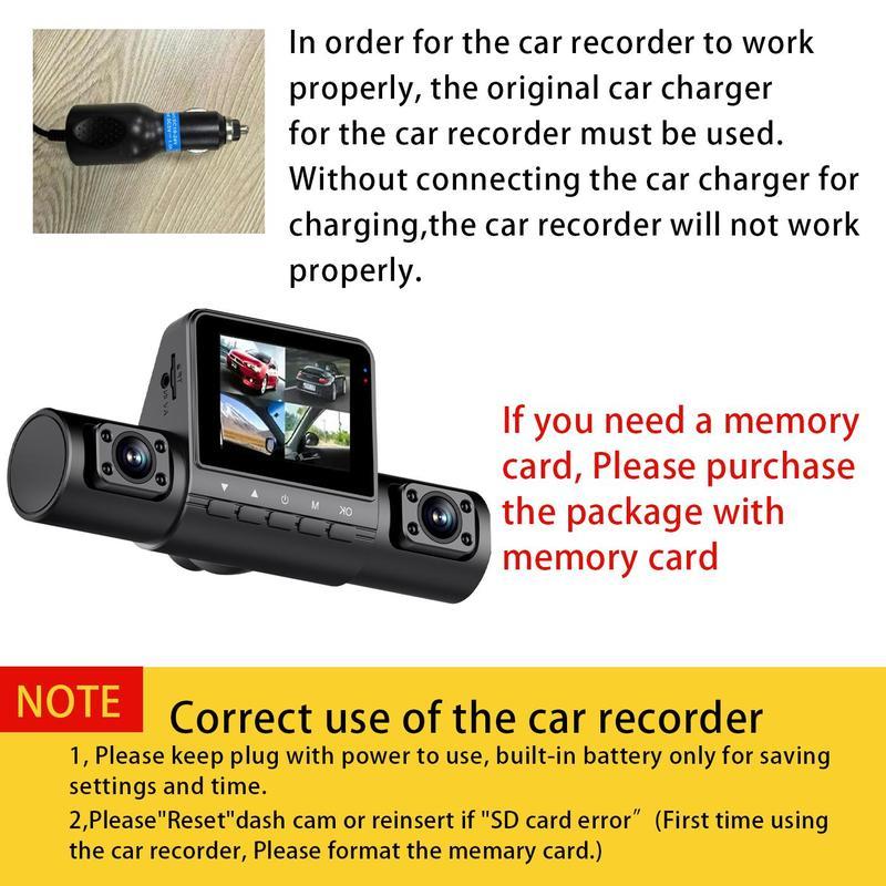 4-Channel Car DVR, 1 Count Front & Rear & Inside Left & Inside Right Dashcam Camera with 32GB SD Card, Car DVR, Car Electronics Accessories