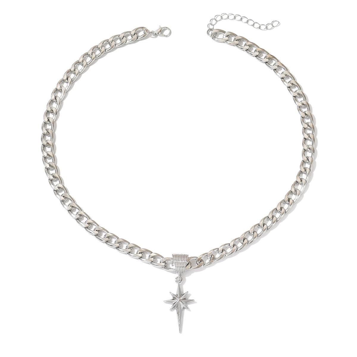 Hip-hop punk style star-shaped pendant necklace made of stainless steel, featuring unique stars. A niche trend piece that can be easily paired with various outfits.
