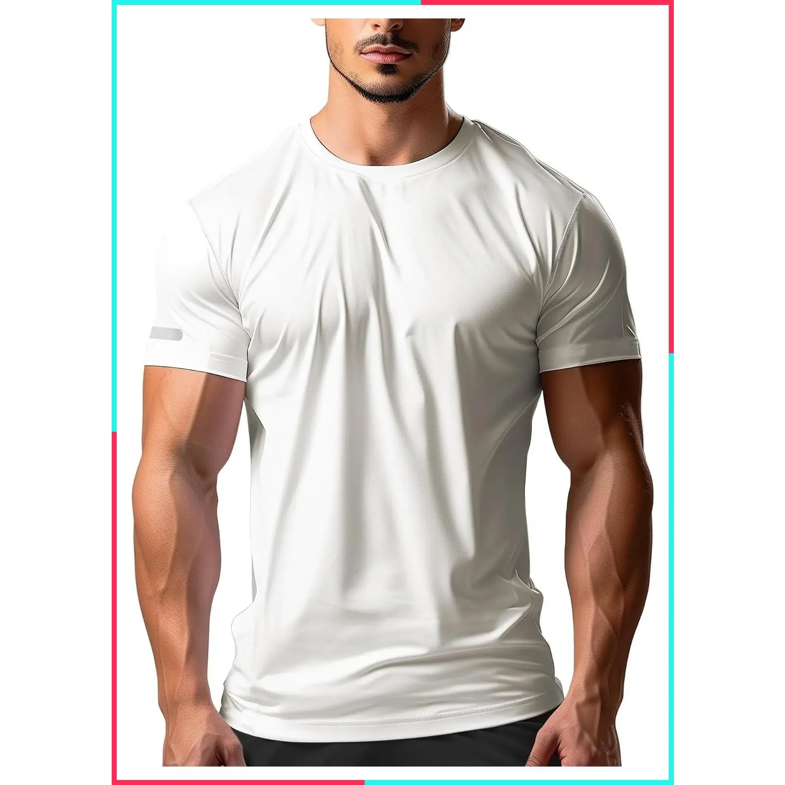 Mens Fitted Quick Dry Workout Shirts Gym T-Shirts Running Athletic