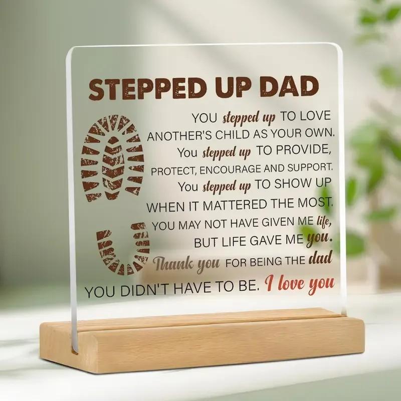 FathersDayGift Acrylic Desktop Decoration Sign, Clear Acrylic Desktop Ornament with Base, Gift for Family, Home Decor for Living Room Bedroom Office, Men's Room Decor, Signage, Decoration Items, Room Accessories Decorative Dad
