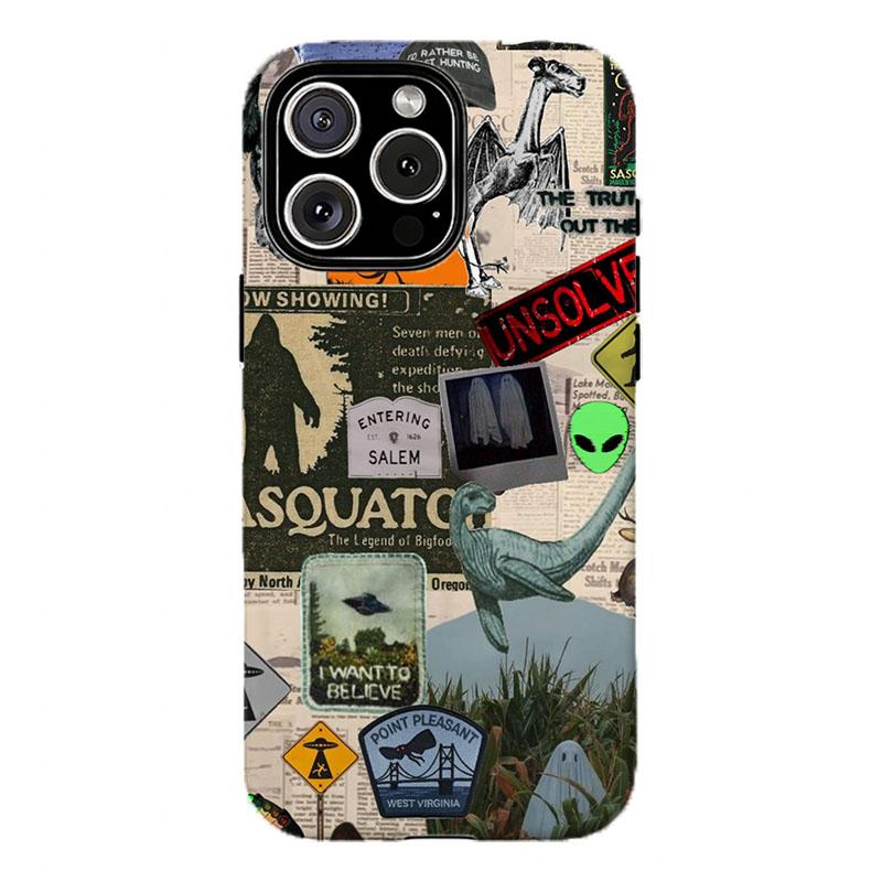 Alien & UFO Collage Phone Case | Retro Y2K Grunge Aesthetic , For iPhone 11 12 13 14 15 16 17 Pro Max For Samsung S26 S25 S24 S23 S22-Gift For Her/Him/Anime lovers