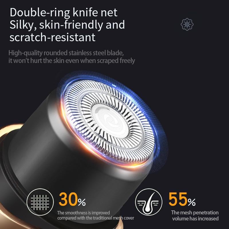 Portable Dual-Head Electric Shaver, Pain-Free Trimming, Multi-Purpose Grooming Kit, Type-C Charging, Long-Lasting Battery Life