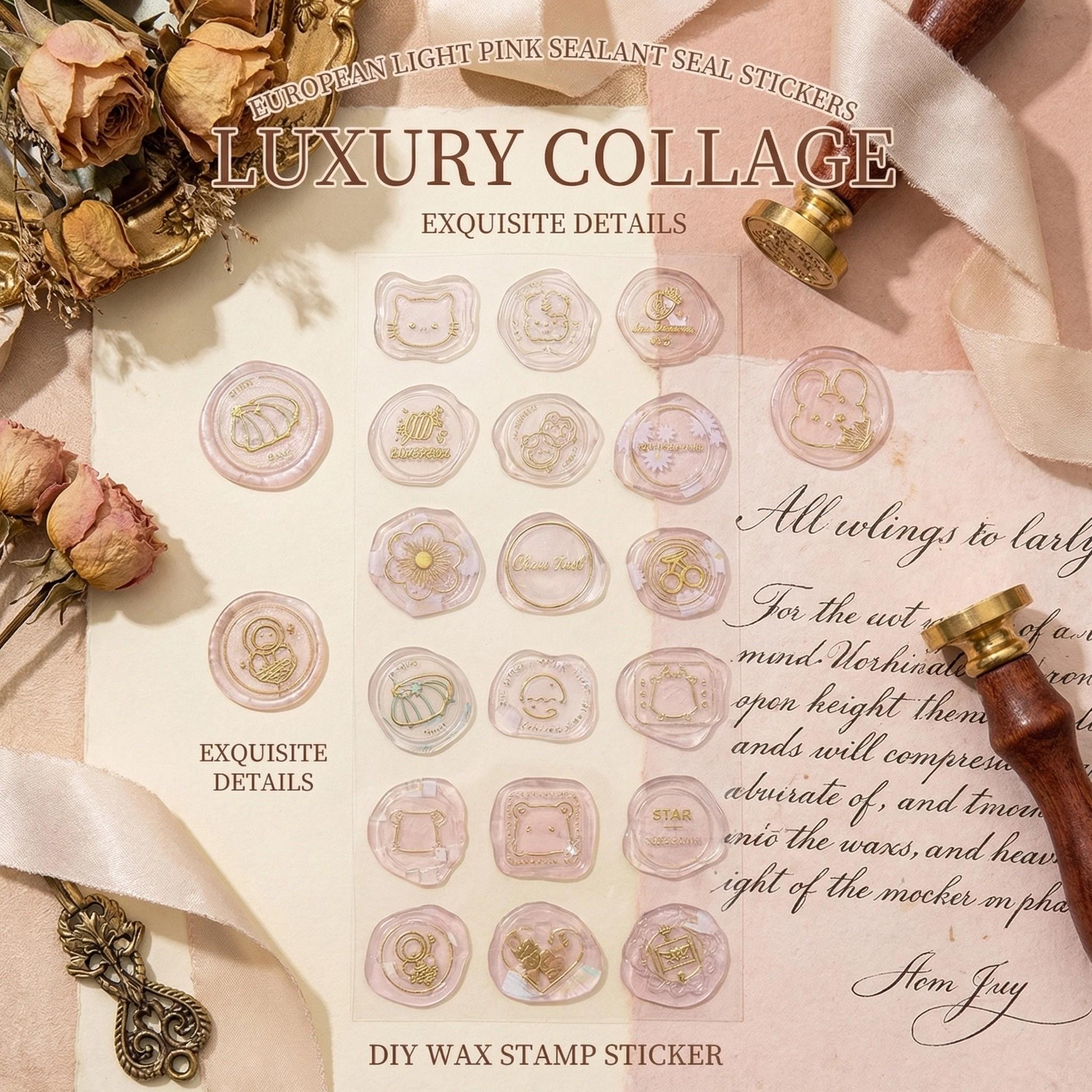 Gold Foil Wax Seal Stamps, High-Quality Embossing Stickers for Scrapbooks, Notebooks, Envelopes, DIY Seals, European Style Decorative Stickers