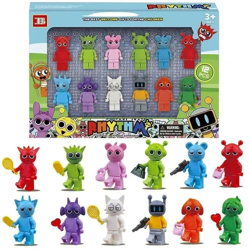 2026 hot item 12pcs Sprunki Action Figures Building Blocks Set, Collectible Anime Game Toys for Kids, Birthday Christmas Gifts Popular toys