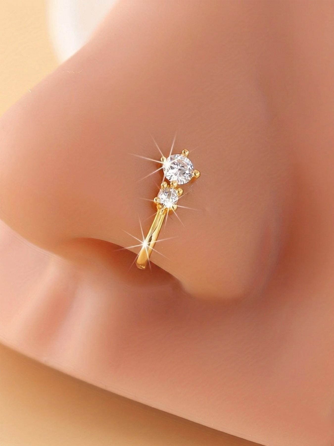 4-Pack Easy Flower Nose Clips, Synthetic Zirconia Inlay, Fake Piercing-Free Nose Jewelry, Fashionable Daily Wear Nose Rings