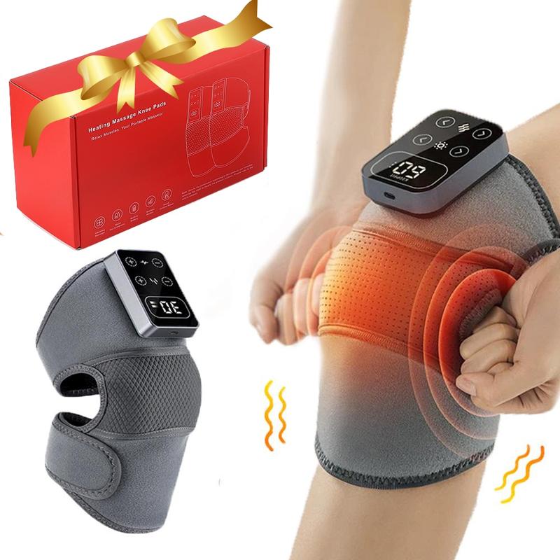 Heated Vibration Knee Pad, 1 Count 5 Level Knee Heating Massager Wrap, Knee Elbow Massage Relaxation Tool for Women & Men, USB Rechargeable Massagers