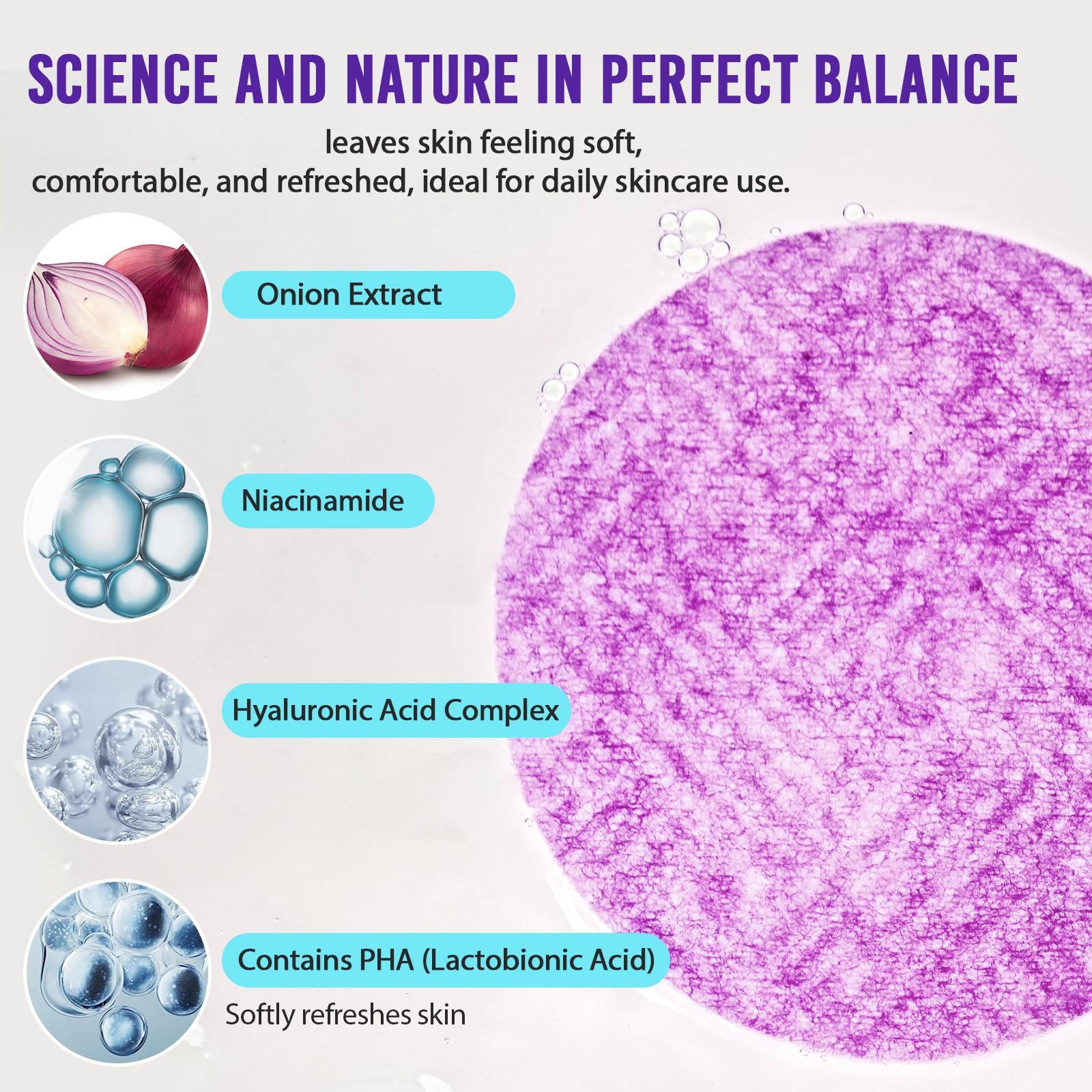 Ikzee ONION GLOW RENEWAL HYDRATING PADS,60 pieces per pack. Gentle cleansing, moisturizing facial wipes. Unique skin care sheets. Experience a different skincare routine. Perfect daily skincare procedure.