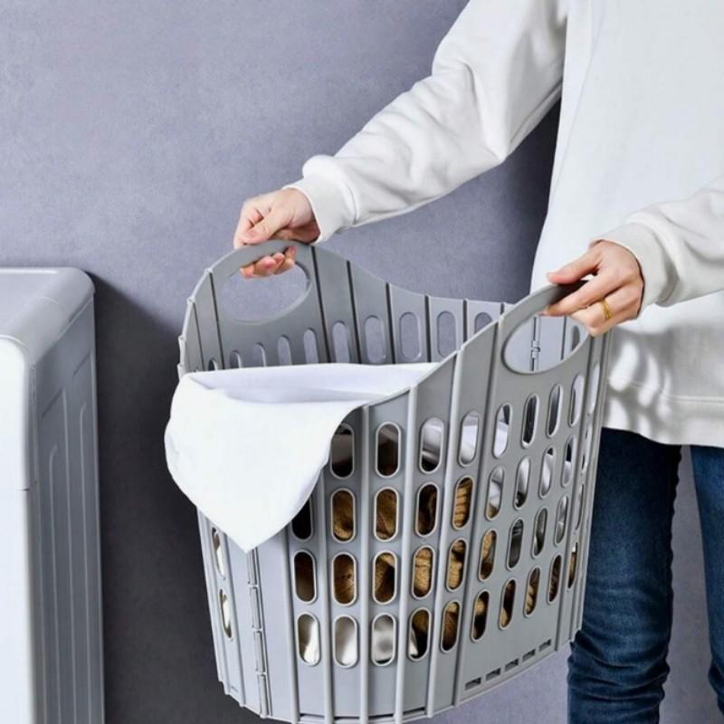 Modern Foldable Laundry Basket, Wall-Mounted Portable Multi-Layer Dirty Clothes Storage Box, Polypropylene Square Laundry Basket for Home Bathroom
