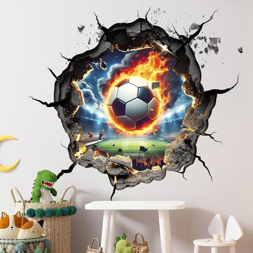 World Cup Football 3D Stickers, Enhance Atmosphere with 3D Visuals, 5 Rolls Per Bag, Soccer Wall Decals for Decorative Use
