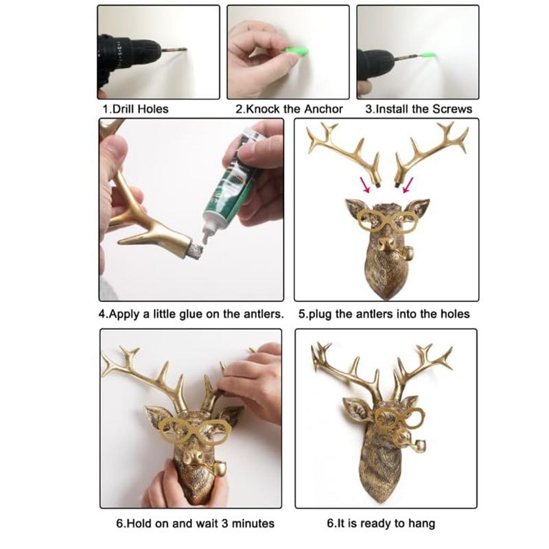 Animal Head Wall Decor, 1 Count Resin Animal Head Wall Hanging Ornament with Frame, Wall Art Decor for Home Living Room Bedroom Office