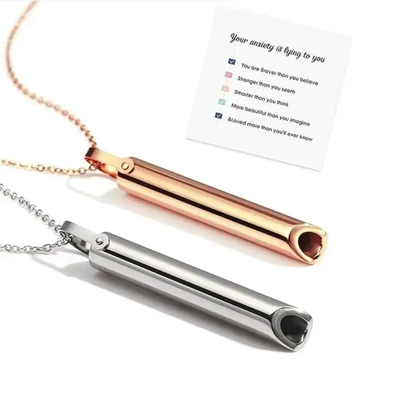 Breathing Necklace for Anxiety Relief Necklace Anxiety Stress Relief Items Meditation Calming Down Mindful Breathing Whistle Necklace