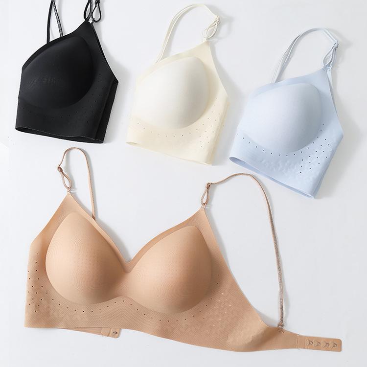 Women's Jelly Wireless Bralette - Seamless Deep V Push Up Seamless Bra, Breathable Backless Wirefree Bra with Adjustable Straps, Seamless Bras, Breathable Backless Bra