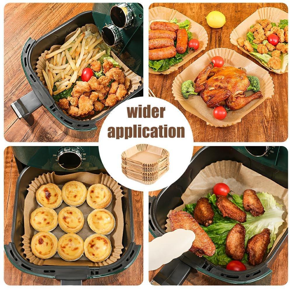 100 Large Baking Papers, Non-Stick Microwave Safe, Pre-Cut Rounded Edges, Compatible with Oven and Deep Fryer, Ideal for Cooking