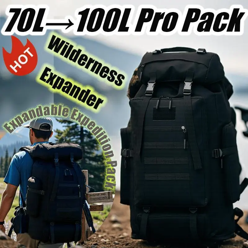 JSERYISGN Expandable Pro Pack | 70L to 100L Capacity | Professional-Grade Wilderness Expedition Bag
