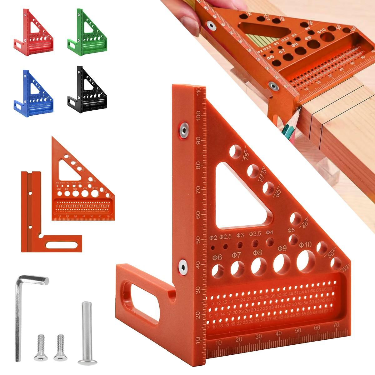 Multifunctional Woodworking Angle Adjustment Ruler, Measuring, Positioning, Drilling, Marking, Essential Tool for Beginners