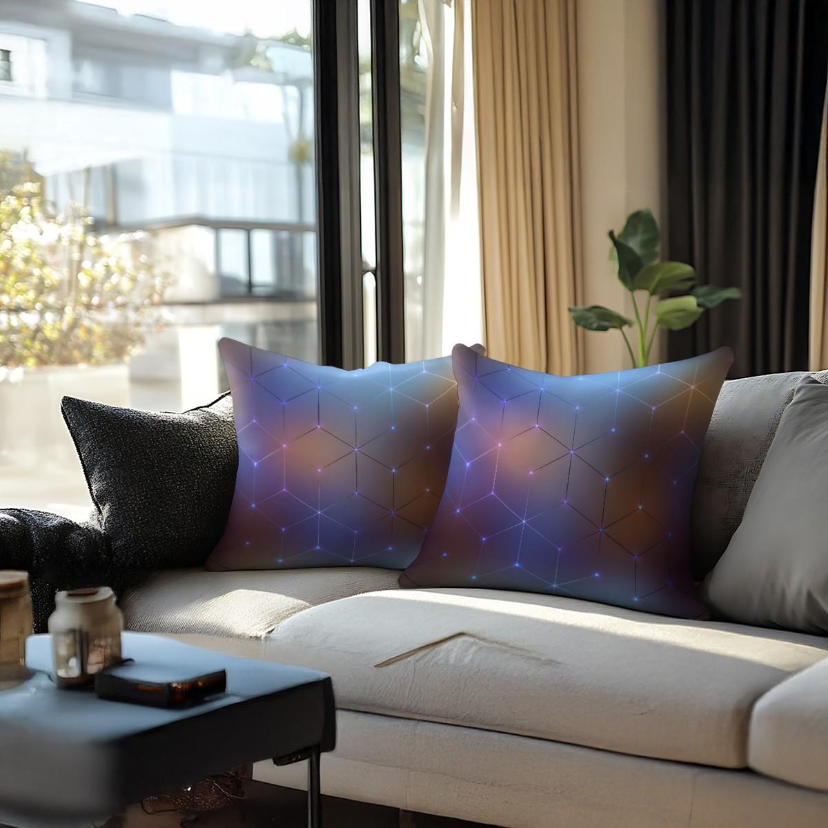 1 Piece Futuristic Neon Grid Body Pillow, Soft Memory Foam Decorative Pillow, Stylish Digital Print Cushion with Ergonomic Support, Trendy Sci-Fi Themed Throw Pillow for Gaming Room, Bedroom, Sofa, Office Decor & Comfort Support