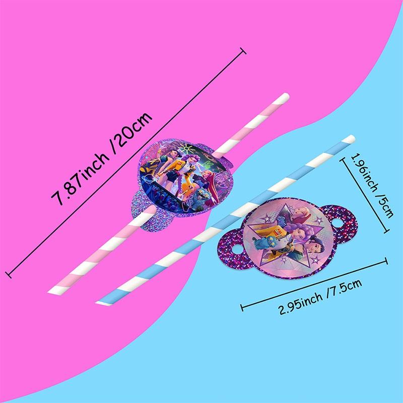 Party Straws, Kids Birthday Party Supplies, Reusable Drinking Straws, Cartoon Straw Toppers, 10Pcs Party Favors, Colorful Striped Straws, BPA-Free Plastic Straws, Themed Party Decorations, Girls Party Straws, Glitter Decor Straws