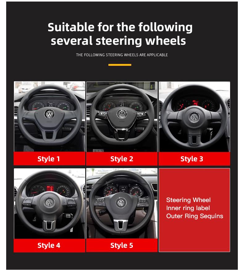 Car Steering Wheel Center Emblem ABS Logo Stickers, Sticker For Cars, Interior Accessories Ring Cover For VW Volkswagen Atlas Jetta Touareg Golf Polo GTI Taos Passat Tiguan Arteon Caddy Beetle Amarok Transporter