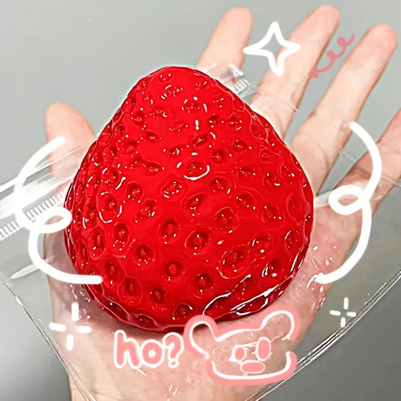 Strawberry Shaped Squeezing and Pinching Music, Silicone Imitation, Mud Like Soft, Hand Squeezed DIY Handmade Crystal Set Toy