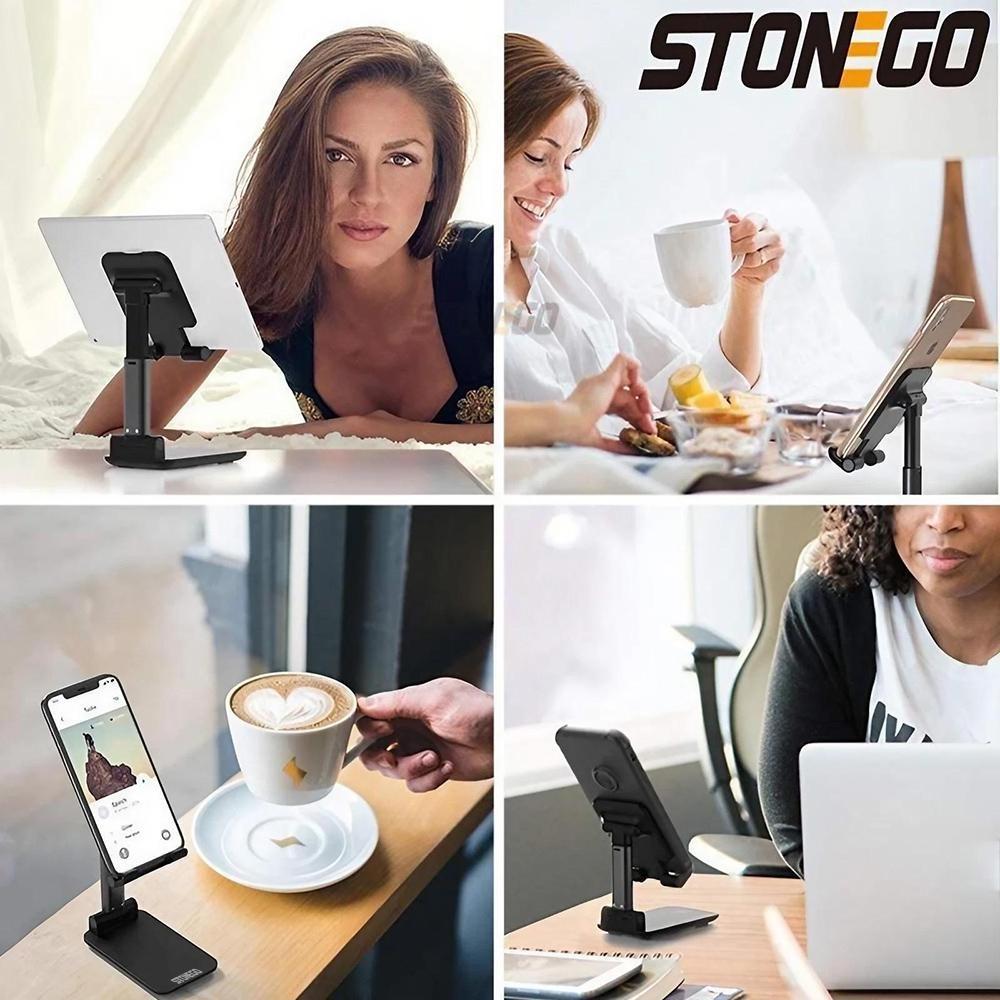 Adjustable Phone Tablet Mount Stand for Desk & Bed, Foldable Multi-Angle Holder with Stable Support for Viewing, Reading, Working. Portable & Space-Saving, Fits Various Devices, Ideal for Home & Office Use