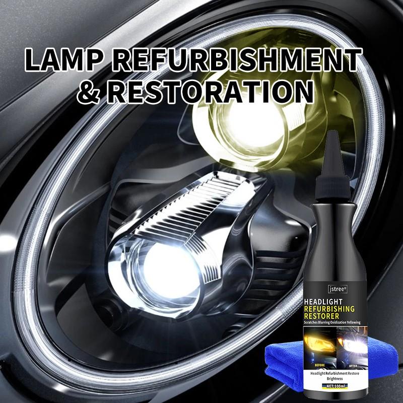 Jstree Car Headlight Renewal Repair Liquid, Yellowing Aging Polishing Refresher 100ML, Automotive Light Restoration Solution
