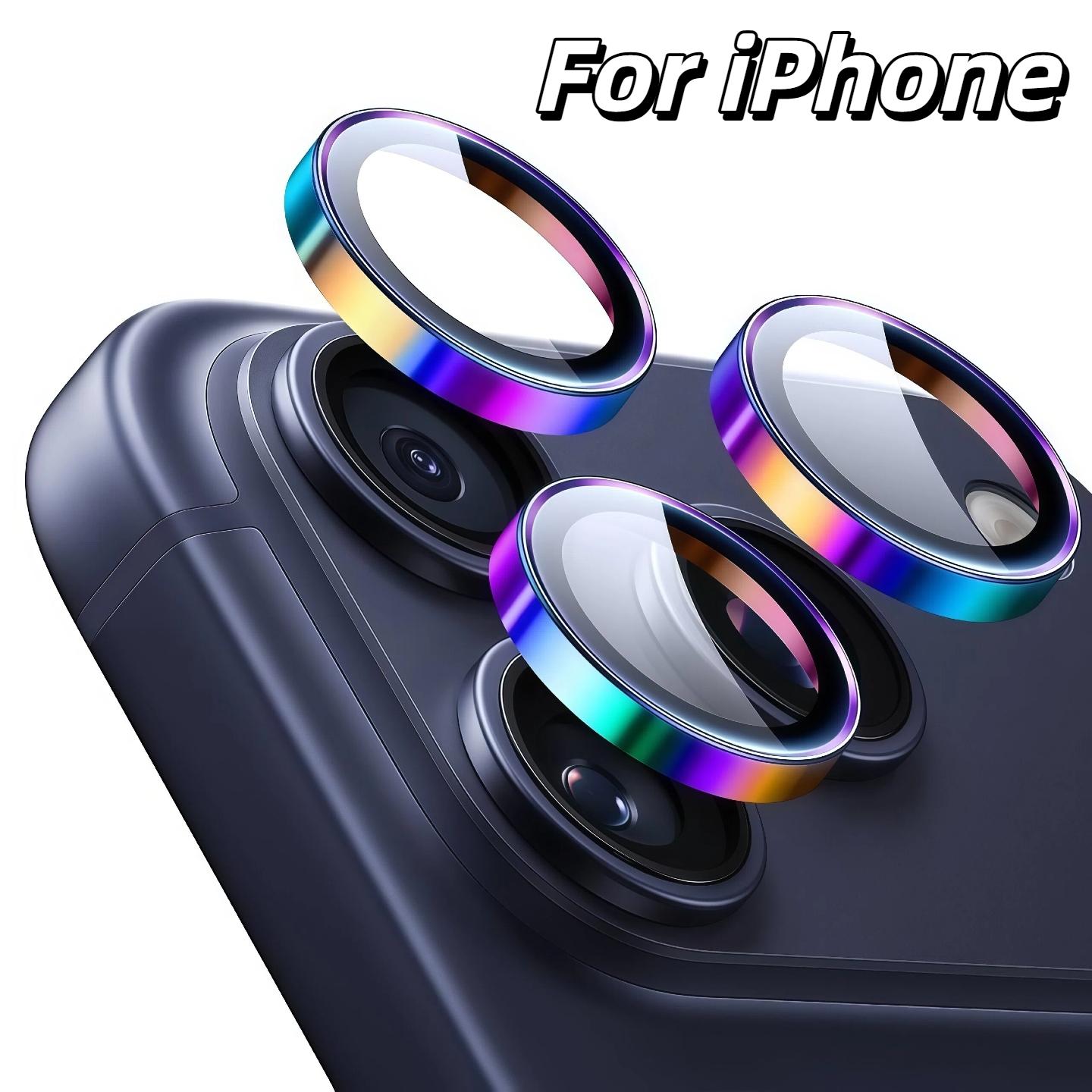 Eagle Eye Mobile Phone Lens Ring for Apple iPhone Air/17/16/15/14/13 Series, Full Coverage Camera Protection, Metal Lens Circle + 9h Tempered Glass Film