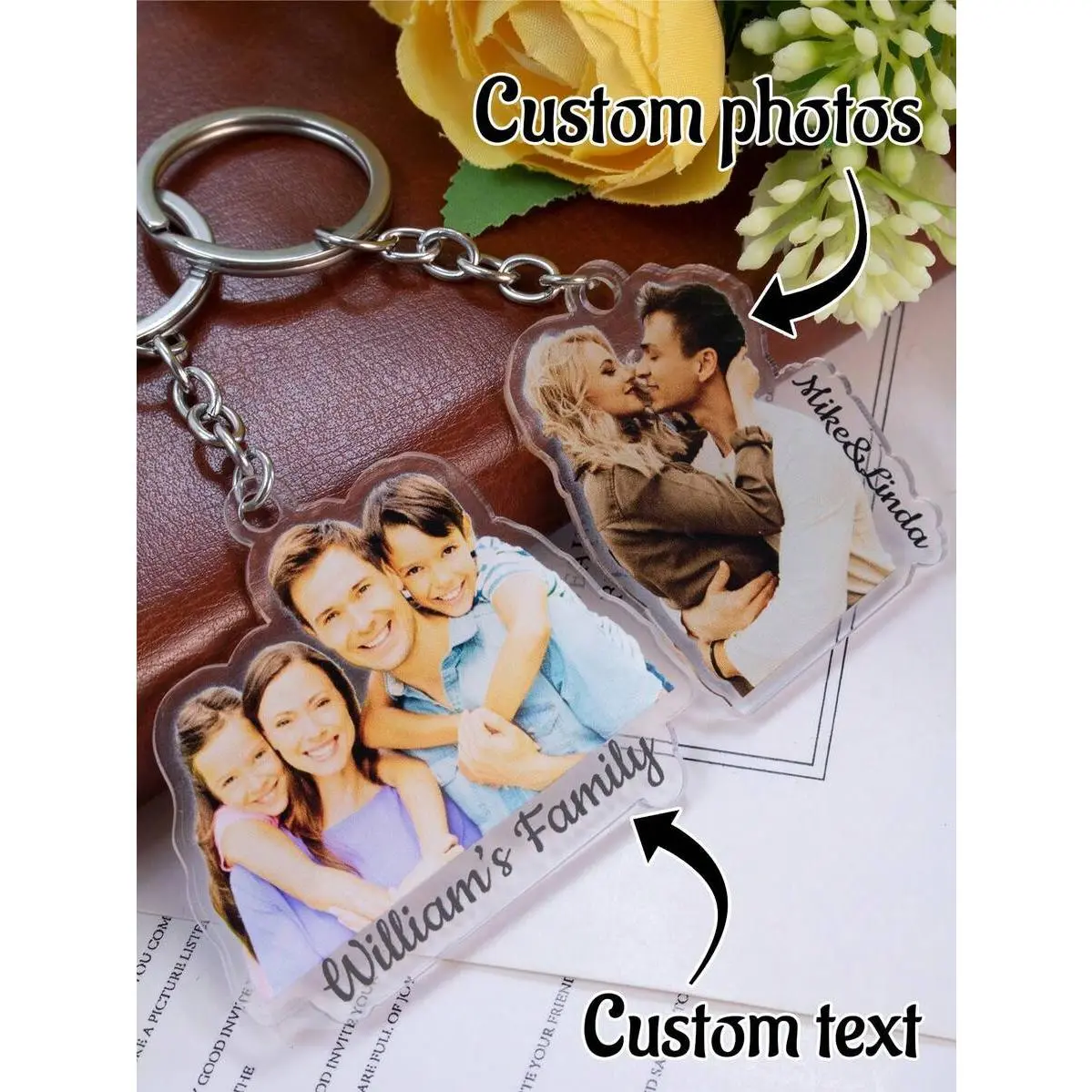 Custom Photo Keychain, Personalized Acrylic Key Chain, Customized Bag Charm, Customizable Picture Keychain, Birthday, Anniversary, Valentine's Day, Drive Keychain