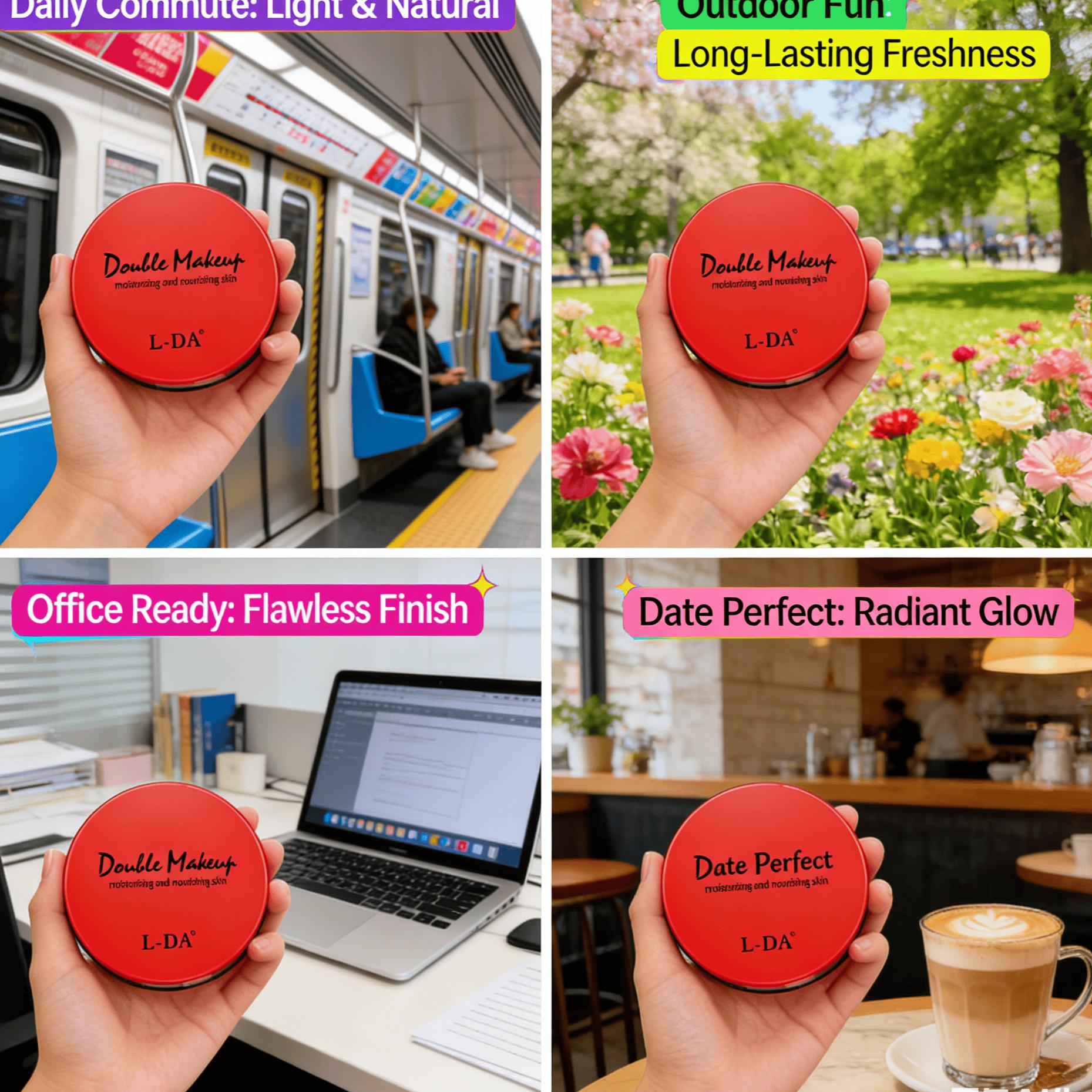 Double Layer Cushion Bb Cream Liquid Foundation, High Coverage Long-Lasting Matte Finish, Transfer-Resistant Formula, Suitable for Combination Skin