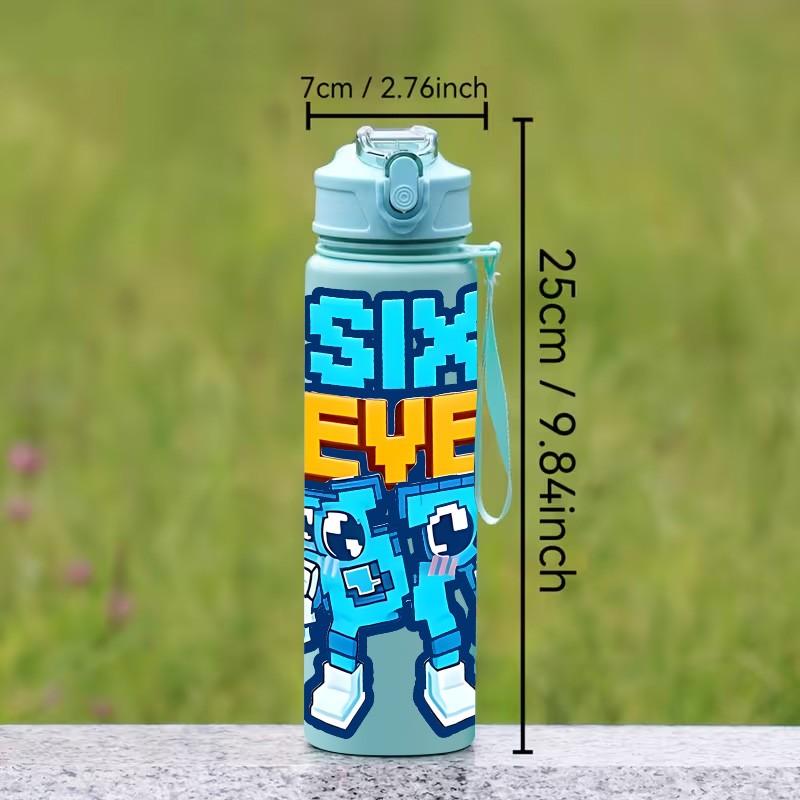 1pc Sixseven 26-Ounce Outdoor Water Bottle, 67 Printed Design Plastic Sports Drinking Bottle, Featuring a One-Touch Opening, Made of Plastic, Adorned with Cartoon Characters, Ideal for Travel, a Present for Her