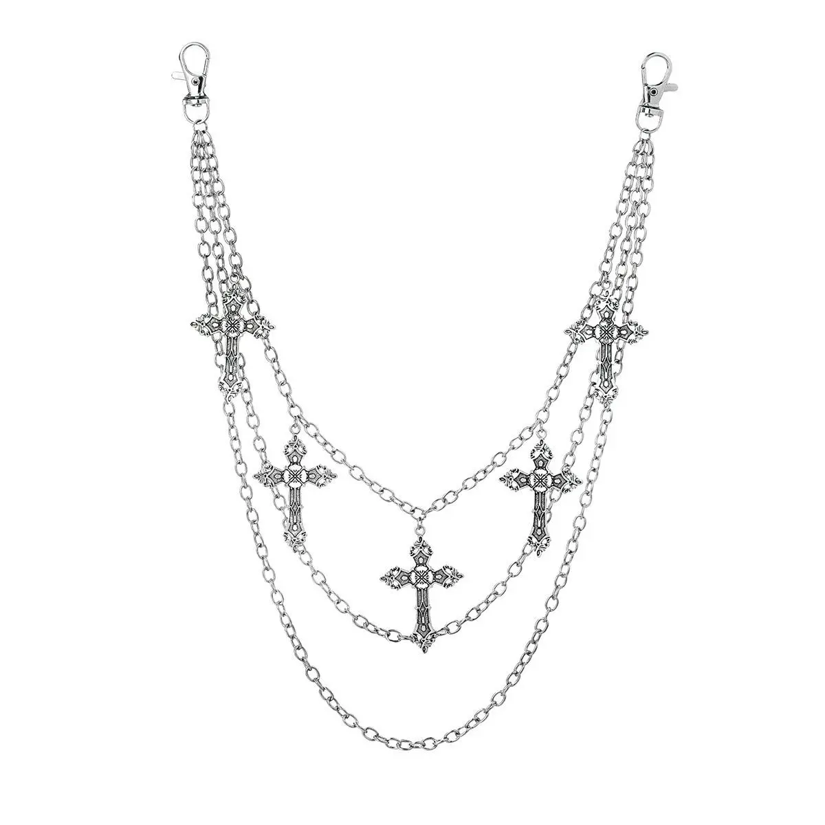 Punk Style Waist Chain For Party Adjustable Cross Layered Jeans Chain Men Fashion Pants Accessory Trendy All Match Exquisite Birthday Gift Body Jewelry
