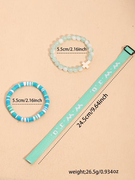 WWJD Letter Beaded Bracelet, Fashionable Cross Charm Decor Beaded Bracelet for Women & Men, Trendy Fashionable Accessories, Trendy All-match & Exquisite Jewelry for Birthday Gift, Religious Jewelry Gift