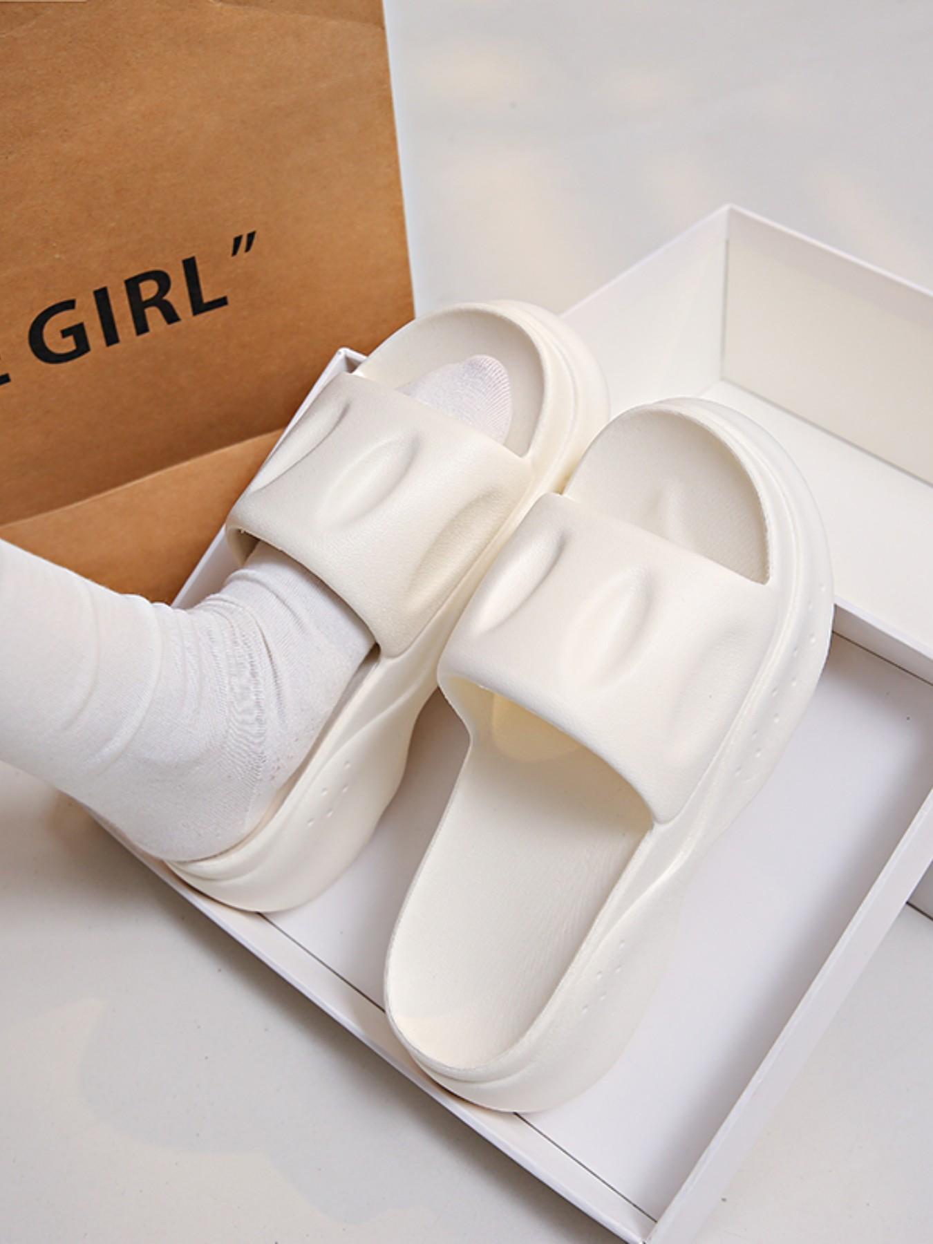 Urban Casual Women's Sandals, Simple Solid Color Soft Sole, Comfortable for Home and Outing, PU Leather Eva Sole, Patchwork Design