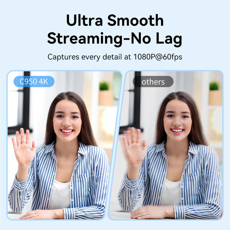 EMEET C950 4K Webcam for PC, USB Webcam with Microphone & Physical Privacy Cover, 70° FOV for Personal Use, Plug&Play Perfect for personal streaming Home Office Monitor Camera, TikTokShopBlackFriday