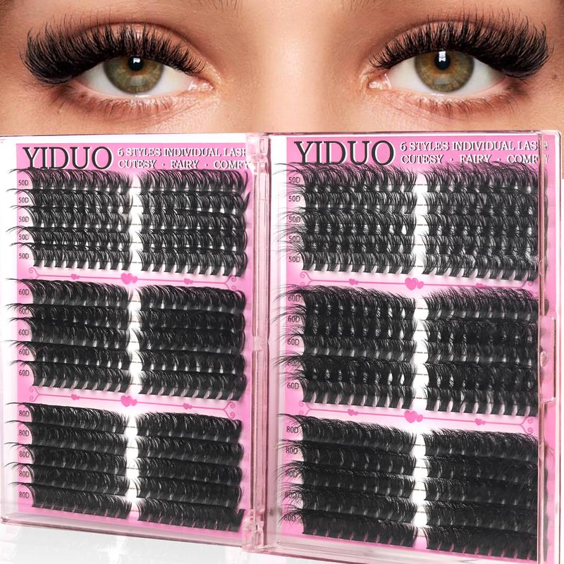 1614Pcs Lash Clusters Kit, 13 Styles 50D,60D,80D,100D,Fairy-A-B,BottomA-B 5-20mm Cluster Eyelash Extension D-Curl With Lash Bond and Seal, Lash Remover, Lash Tweezers, Eyelash Brush DIY Easily, Diy Eyelash Extensions