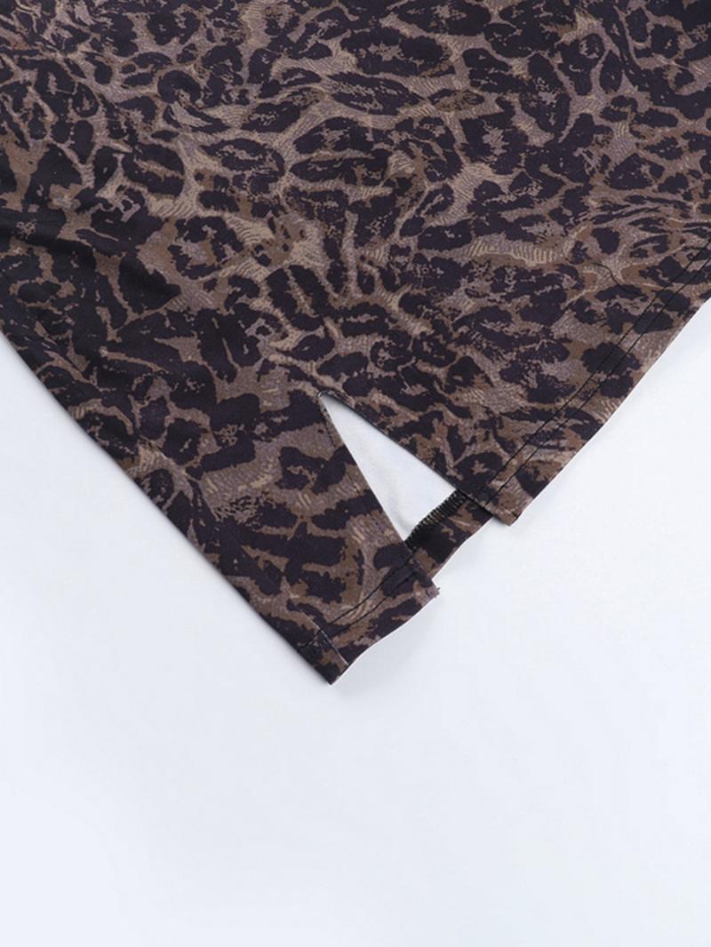 Women's Leopard Lace Trim Halter Dress, Elegant Summer Party Dresses, Sexy Backless Design, Perfect for Night Out & Casual Wear