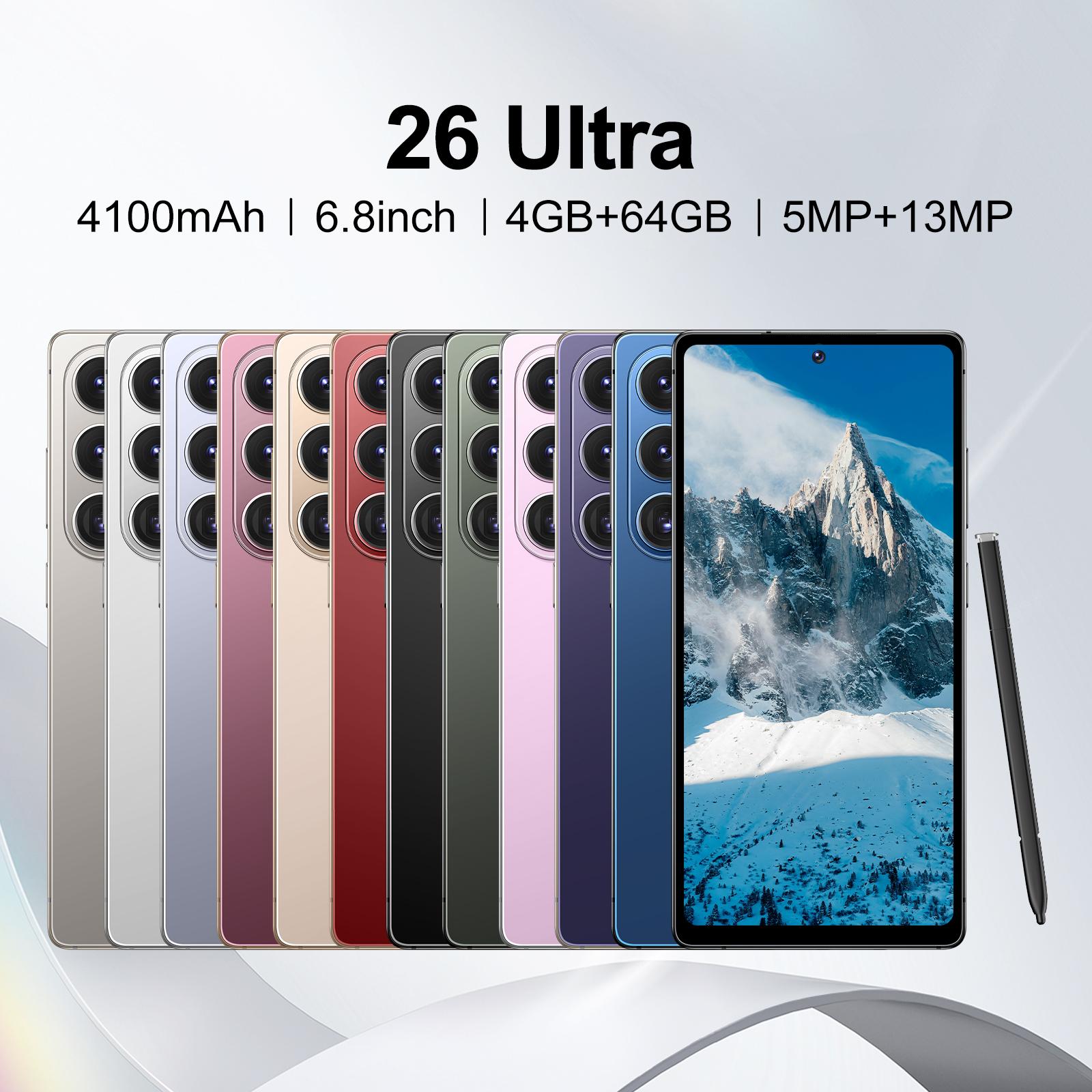 Astarry-26 Ultra 6.8-inch screen 4+64GB 5+13MP camera MTK6762 8-core processor Android 12 version Bluetooth WiFi with stylus dual card slot Face recognition 4100mAh capacity battery smart phone 4G network.