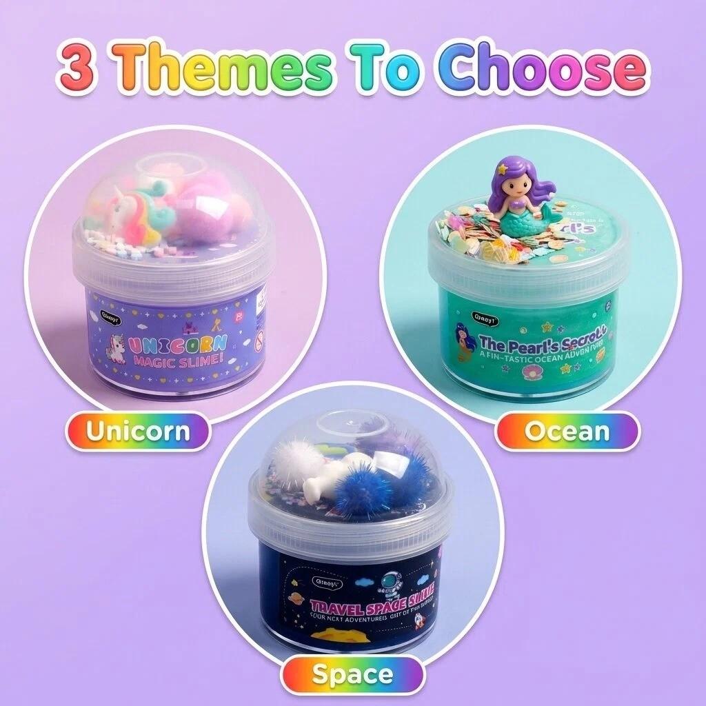 Ultimate DIY Slime Kit for Kids & Adults, Unicorn Ocean Space Themes, Non-Toxic Stress Relief Mucus Set, Fun Craft Supplies