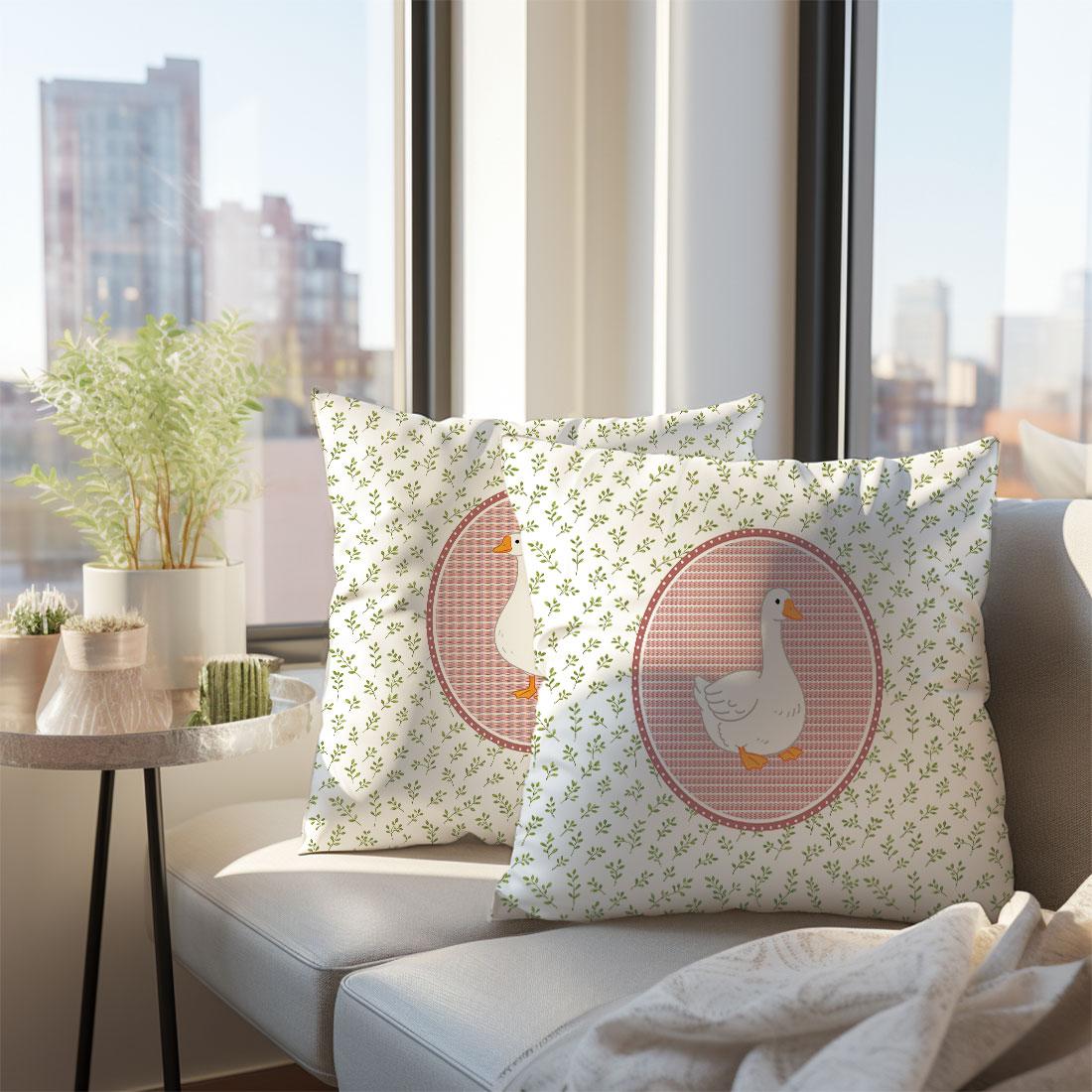 2-Pack Rural Style Duck and Plant Pattern Pillow Covers, Single-Sided Print, Simple Home Decor for Living Room Bedroom, No Insert Included