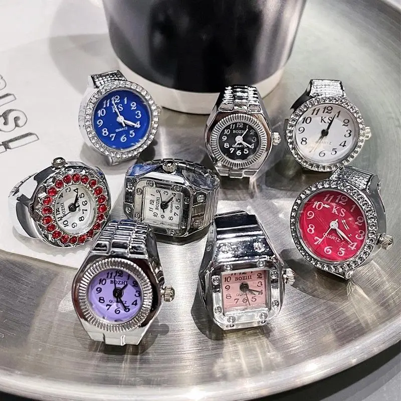 Vintage Punk Elastic Stretchy Quartz Watch Rings for Women Man Hip Hop Cool Finger Watch Rings Couple Fashion Jewelry