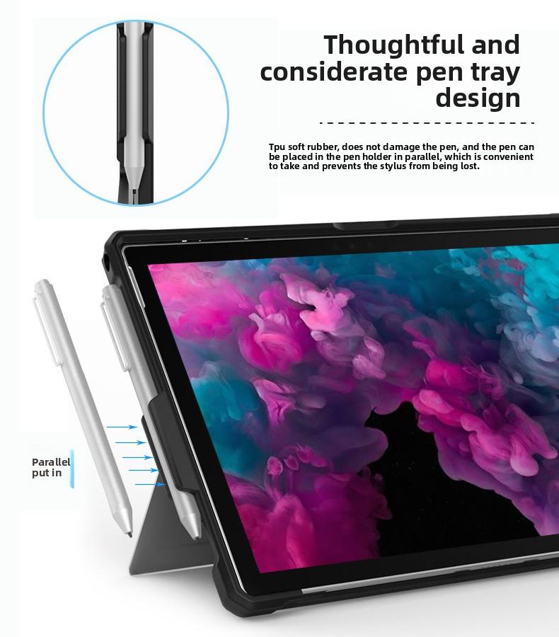 Shockproof Silicone Case for Microsoft Surface Pro 3/4/5/7, Surface Go 1/2/3/4, Full Body Protective Cover with Built-in Kickstand & Pen Holder, Rugged Soft TPU Shell for Surface Tablet, Compatible with Type Cover Keyboard