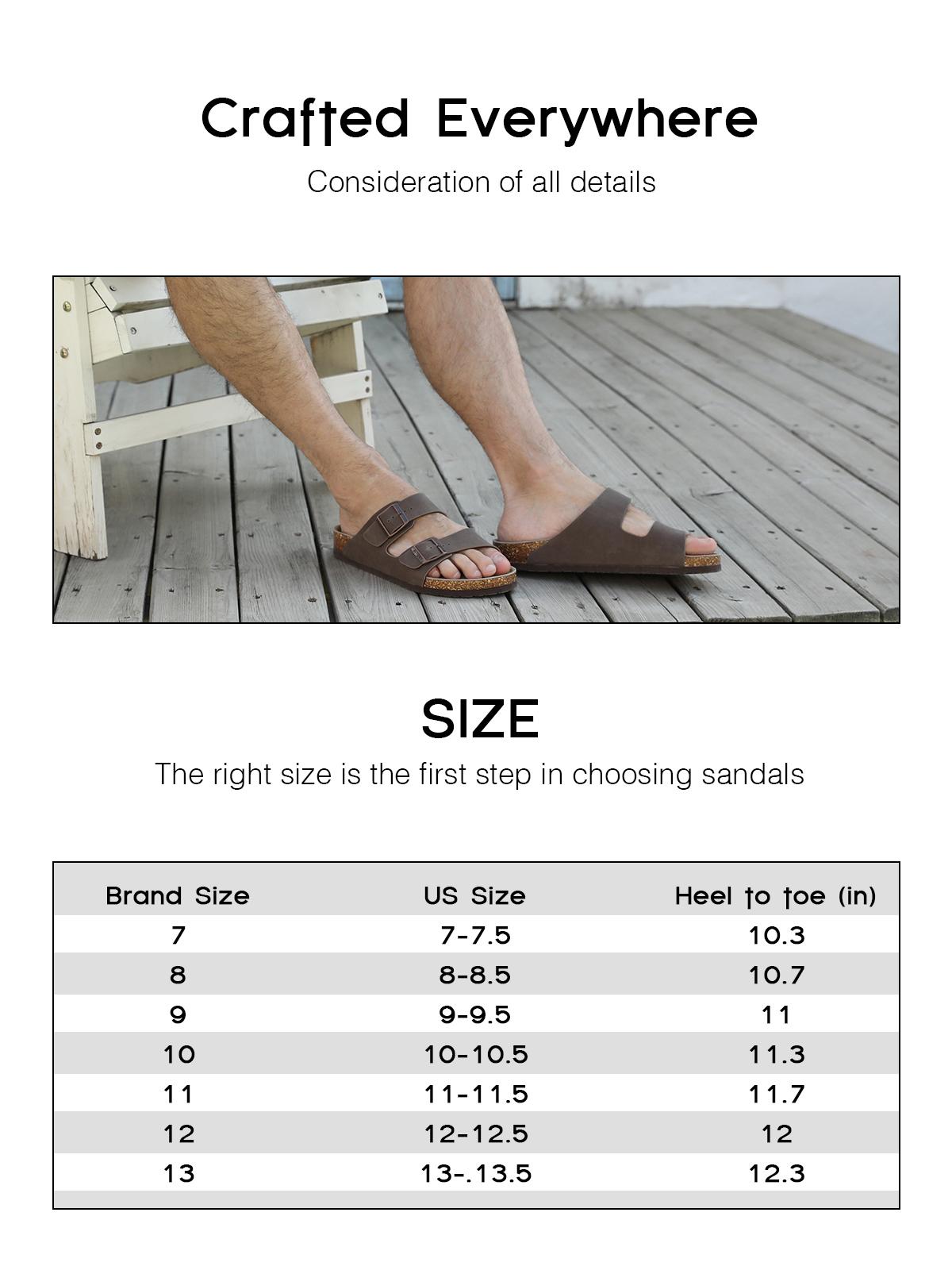 FITORY Balance I | Mens Sandals, Arch Support Slides with Adjustable Buckle Straps and Cork Footbed